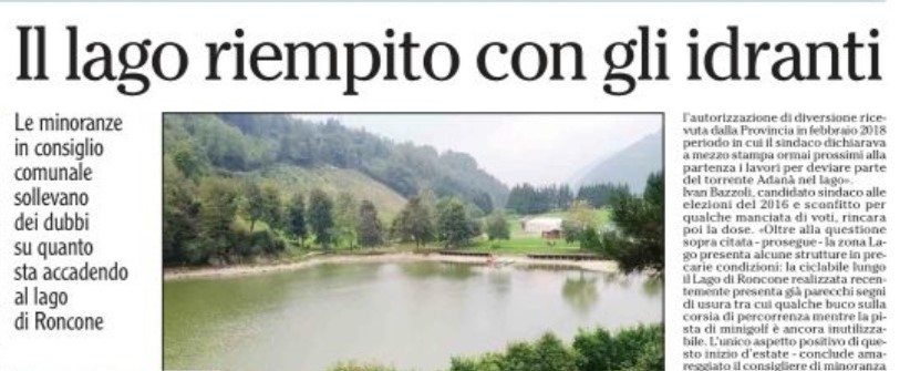 Sella Giudicarie, acqua potabile della comunità per riempire il&nbsp;lago