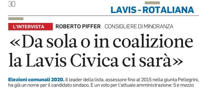 Lavis Civica in vista delle amministrative&nbsp;2020