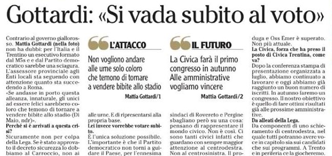 Crisi di Governo. La Civica: elezioni&nbsp;subito