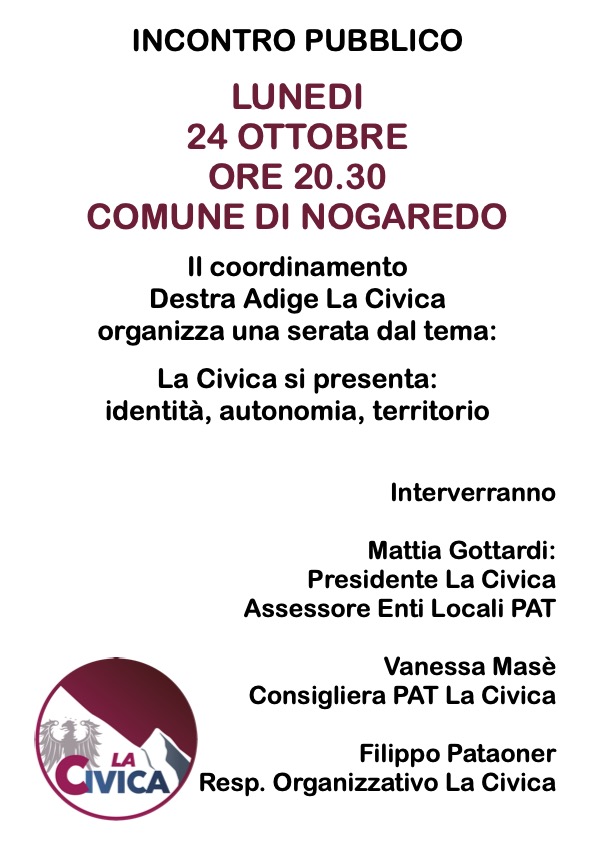 Incontro Destra Adige : 24 ottobre&nbsp;2022